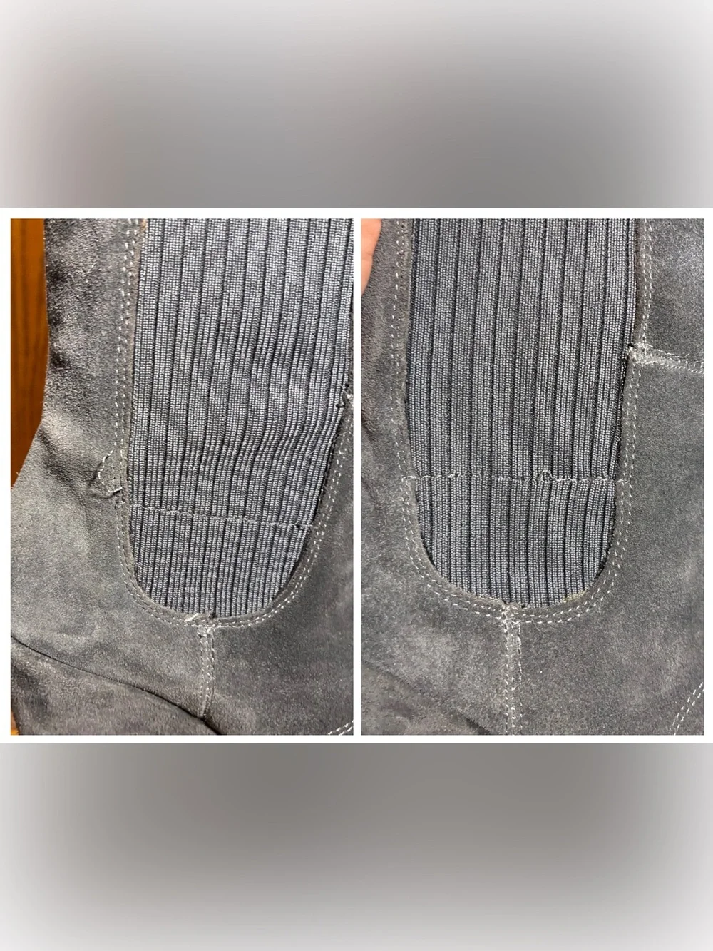 Fergie Convertible Over the Knee Gray Suede Knit Cuff Platform Wedge Boots Sz 8
